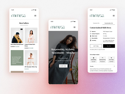 Sustainable Fashion App app design clothing app daily inspiration daily ui design e commerce app mobile app sustainable fashion app ui womens clothing