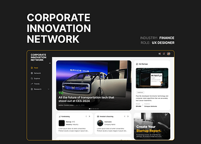 Corporate Innovation Network Dashboard finance investor saas startup ui uiux user interface ux ux design