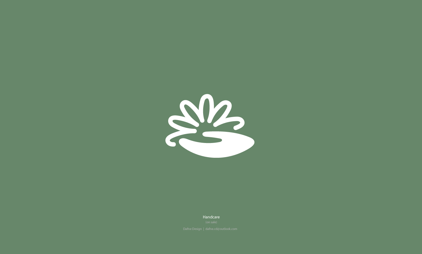 Handcare - Logo brand care flower green hand logo selfcare sustentability
