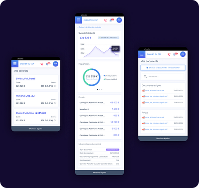 Nexus, page contrats et document design graphic design mobile mobile app ui ux