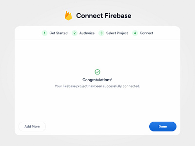 Firebase Connection congrats connection figma firebase google magicdesigns magicdesigns.co mason masonwellington minimal modern saas stepper steps successful ui widget