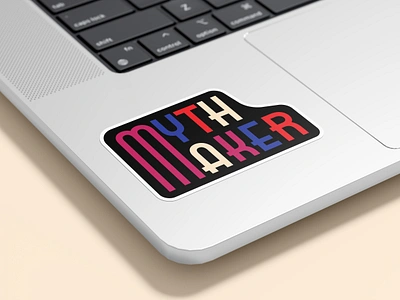 Myth Maker Sticker adobe custom text graphic design illustrator mock up orange pink sticker