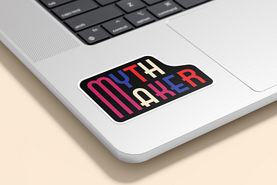 Myth Maker Sticker adobe custom text graphic design illustrator mock up orange pink sticker