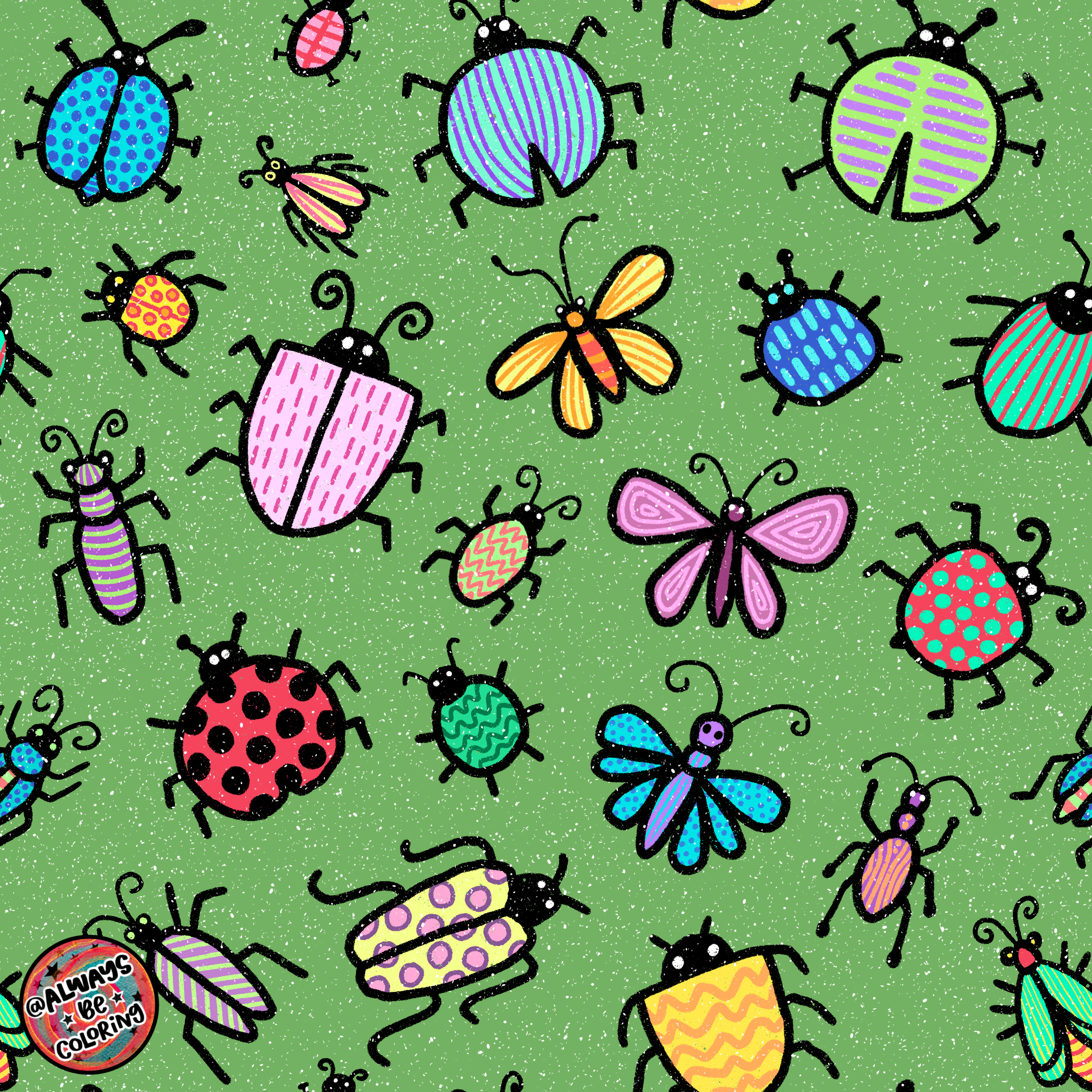 Spring Bugs Collection alwaysbecoloring bugs design graphic design illustration insects pattern pattern design procreate seamless pattern