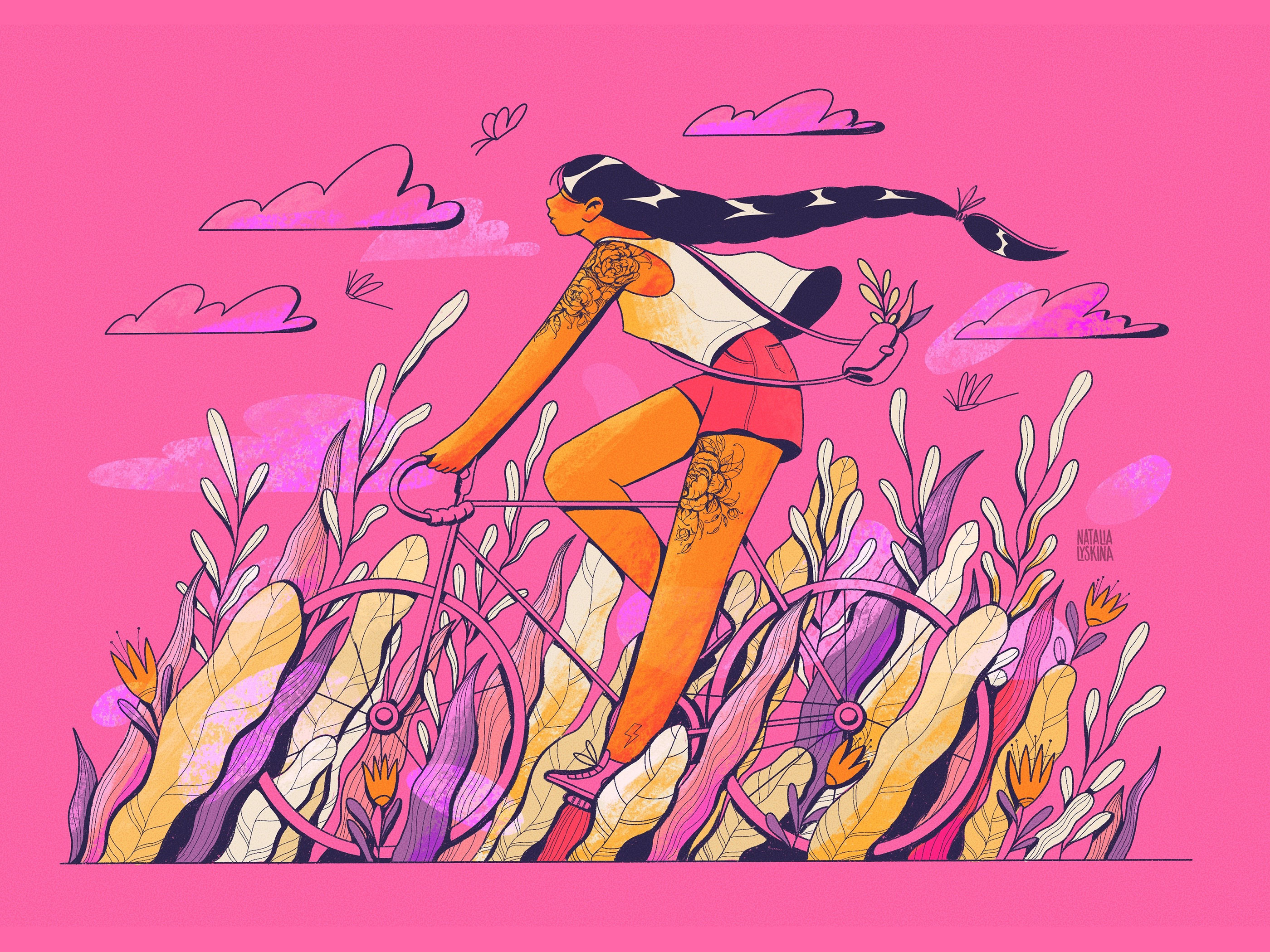 Adventure bicycle character eco illustration illustrator woman