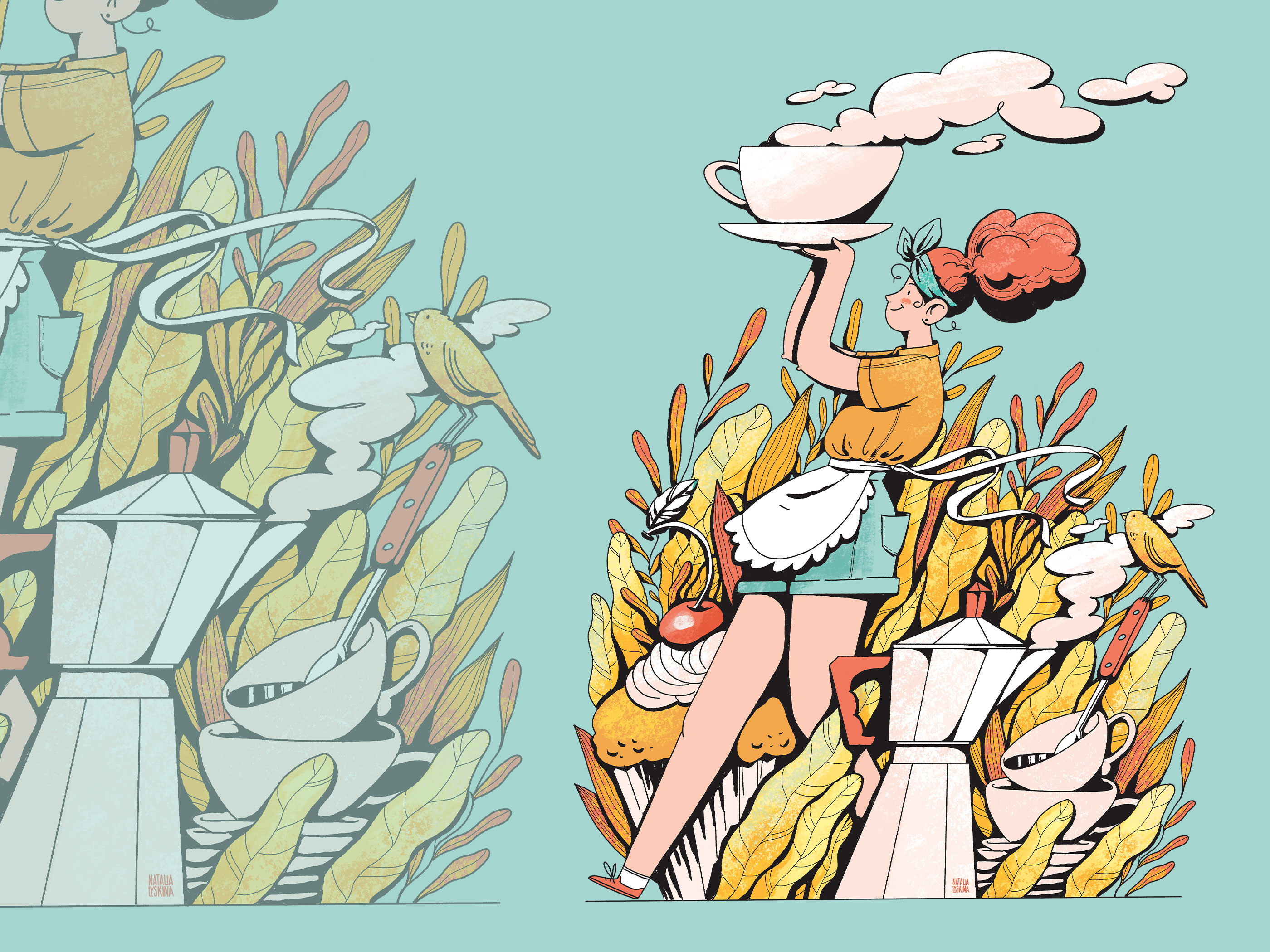 Coffee? character coffee illustration illustrator waiteress woman