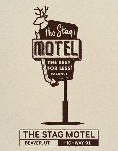 The Stag Motel badge boogie sign design illustration logo midcentury logo midcentury sign old hotel sign outdoors patch retro retro hotel sign vintage wilderness