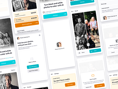 Photo Colorizer AI - Mobile App UX/UI Design android app design branding design graphic design illustration logo mobile soft ui ux vector