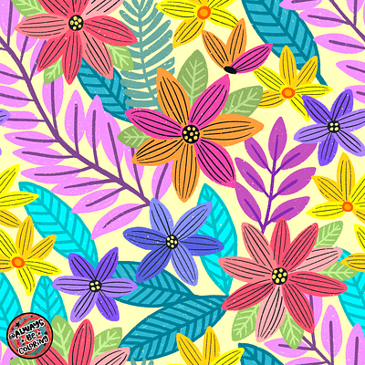 Spring Flowers alwaysbecoloring design floral flowers graphic design illustration pattern pattern design procreate