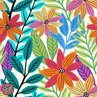 Spring Flowers alwaysbecoloring design graphic design illustration pattern pattern design procreate