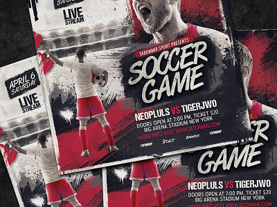 Soccer Game Flyer design download event flyer flyer psd flyer template football football flyer game graphic graphic design poster psd soccer soccer flyer soccer game sport