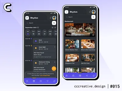 015 | blue branding clean interface color pops dark dark theme design orange ui ui design ux ux design