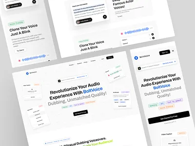 BoltVoice - AI Voice Generator Landing Page ai generator website ai powered ai voice gradient hidaytama landing page minimalist saas slabdsgn ui web design