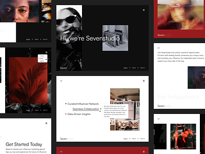 Sevenstudio - Influencer Management Website agency artist branding design homepage influencer landing page manage management manager portfolio studio ui ux web design website