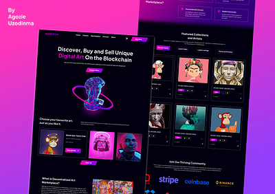NFT marketplace Landing Page design nft product design ui uiux web 3