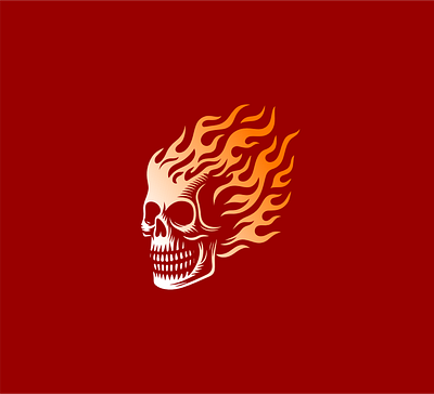 Fire Skull Vintage Logo icon flame
