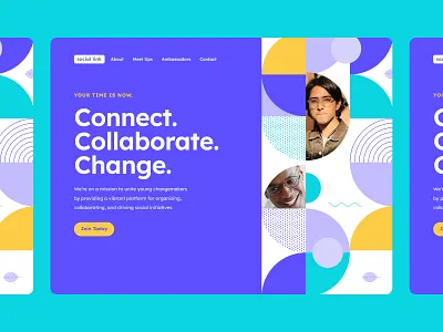 Young Changemakers Web Platform app app design branding design geometric hero landing page social ui uiux ux uxui vibrant web app website