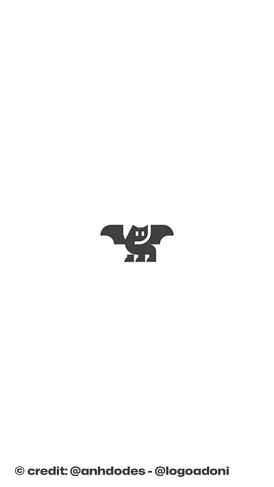 Minimal Adorable Winged Cat Logo branding design illustration logo logo design logo designer logodesign minimalist logo minimalist logo design negative space logo