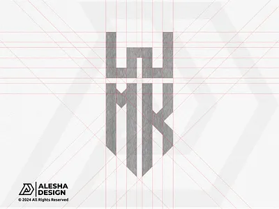 MKW or WMK Logo Mark branding company creative geometric grid icon initial initials k letter logo logo mark m modern monogram simple sport symbol w wordmark