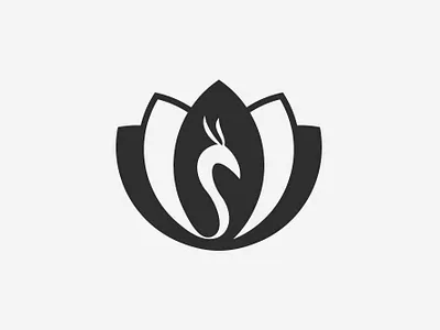 Peacok Lotus Flower Logo animal flower logo lotus nature peacock simple