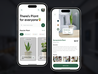 Plant Shop App app app ui application design app minimal ui minimalist mobile mobile app nature plant plant shop plants product shop trees ui user interface ux ux design