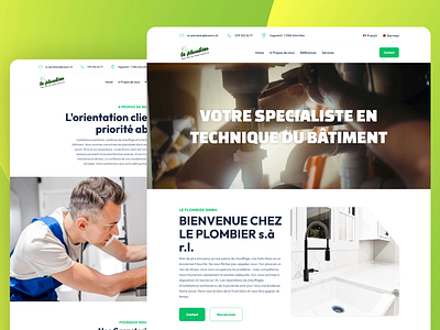 Le Plombier - Plumbing Company Website company design fix french german green plumb plumbing simple swiss ui web website
