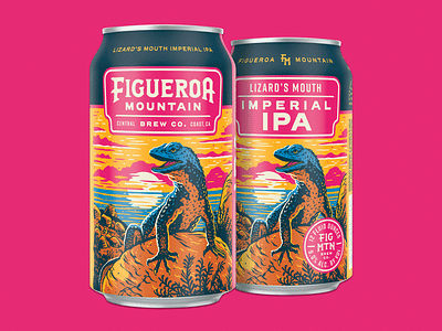 Lizard's Mouth Imperial IPA beer branding california can craft beer illustration landscape lizard packaging redesign