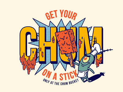 Chum on a Stick branding chum chum bucket illustration illustrator nickelodeon plankton spongebob the creative pain vector