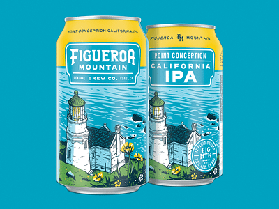 Point Conception California IPA beer branding california coastline craft beer flowers illustration lighthouse packaging rebrand