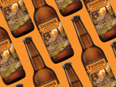Davy Brown Ale beer bottle branding cabin california craft beer illustration landscape packaging pioneer