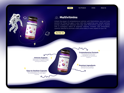 Suplement Landing Page - Daily UI/UX Challenge (Day 3) astronout dailyui galaxy health landingpage supplement website