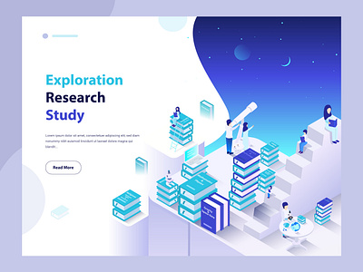 Exploration Research Study Isometric vector illustration books design exploration home page illustration illustration isometric isometric asset research science study ui ui asset ui elements ui graphics vector website elements website graphics
