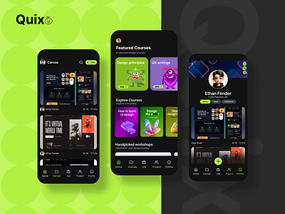 Quixo - Your Ultimate Gamefied Learning Platform! figma game gamefiedplatform green learningplatform mobileapp mobileappdesign mobileinterface mobilemockup mockups ui uidesign uidesigner uiux uiuxdesigner ux uxdesign
