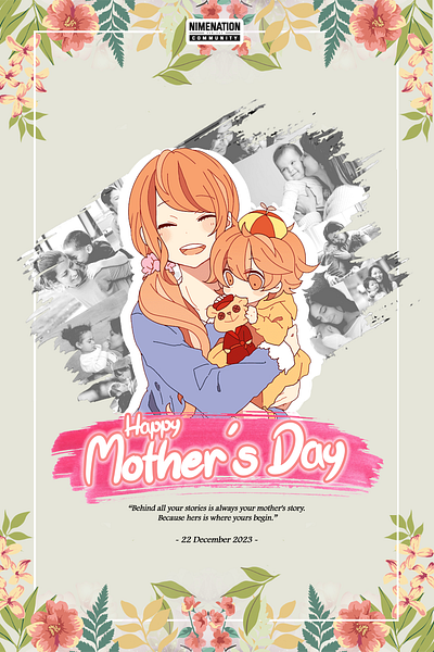 Mother's Day 2023 anime important day mothers day photoshop poster