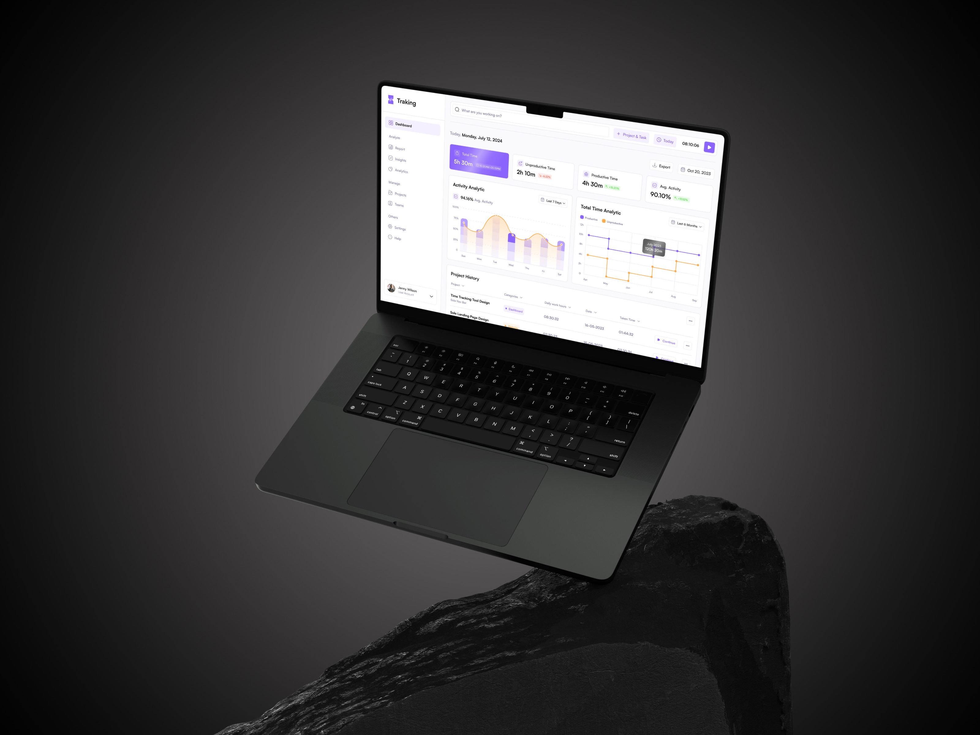 ⏱Time Tracking Tool - Dashboard branding clean minimalist overview saas saas dashboard survey management survey solutions task manager time management time tracking todo ui ui design ux web survey tools