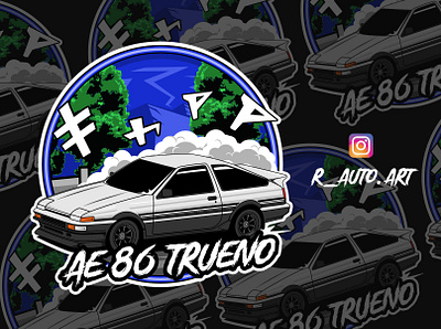 AE86 sticker / logo design ae86 automotive badge car car logo design drift illustration initiald jdm sticker tshirt vector