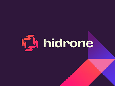 Hidrone abstract ai branding clever drone energy finance fintech flying futuristic h letter logo minimal negative space payment power saas technology uav
