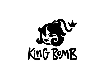 King bomb beauty bomb character crown king logo logotype woman