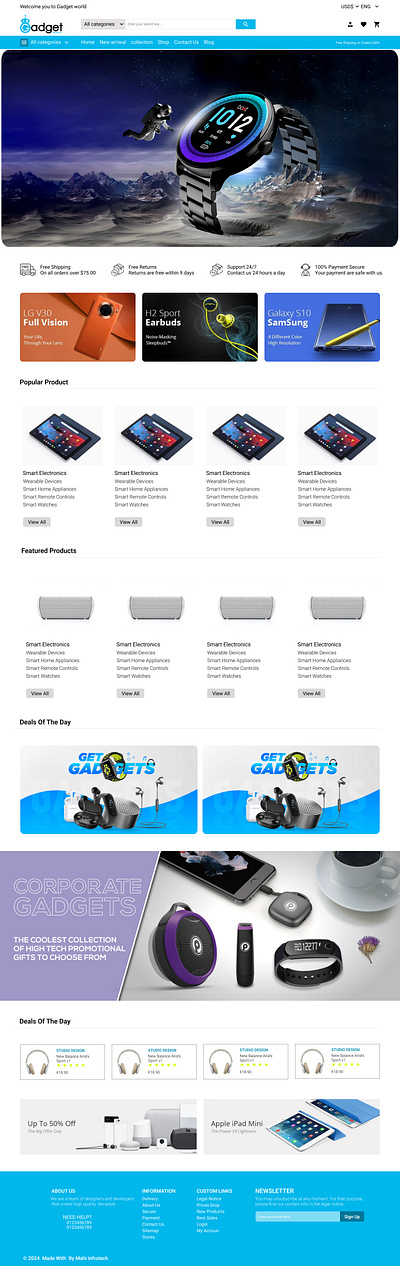 Electronic Gadget Store Website template 3d animation branding graphic design logo motion graphics ui