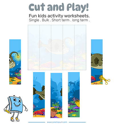 54 Creative Works - Cut and Play - Kids worksheets activities animal arts cartoon children cut cut and play cute education educational fun kids learning paste play puzzle square vertical