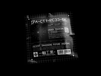 IP AXIS INDUSTRIAL STUDIO Packaging Design androaki black and white logo courier bag design cyberpunk cyberpunk graphic design cyberpunk packaging design futuristic clothing brand futuristic fashion brand futuristic graphic design futuristic packaging layout design mailer bag design mono font packaging design poly bag design poly bag mockup scifi branding shipping bag web3 branding