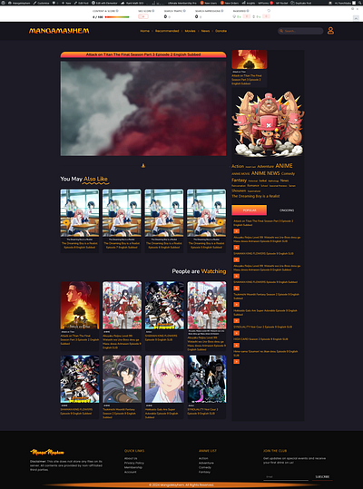 Anime Streaming Website anime autopilot streaming website website website design wordpress