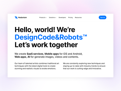 Hero Header for SaaS landing – Hedonism UI design header hedonism hedonism ui hero ui ui kit ux web