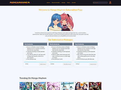 Anime Streaming Website Subscription anime autopilot ui website website design wordpress