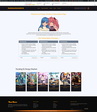 Anime Streaming Website Subscription anime autopilot ui website website design wordpress