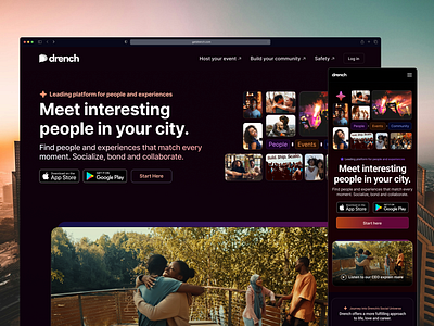 Website Redesign for Drench - web and mobile app dating design design process drench landing page landing page design mobile app redesign social media ui ux website website design