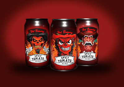 packaging series design , spicy tomato beer branding design graphic design logo