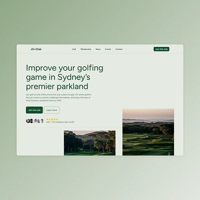 Golf Club Website design ui website