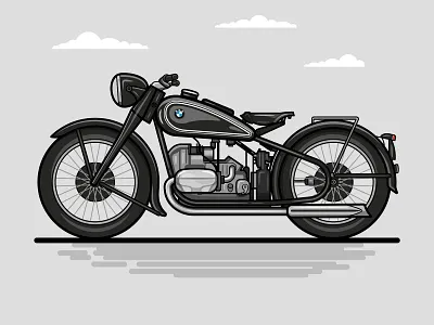 Classic Bikes - BMW R5 adobe illustrator advertising art direction art director bike bmw branding corporate design flat design freelance designer graphic design icon icon design iconography illustration logo motor bike motorcycle packaging vector art