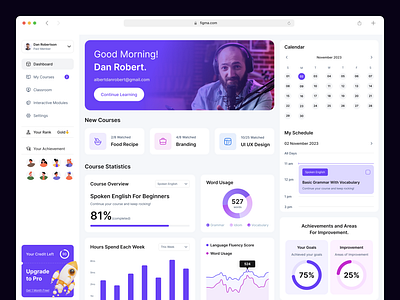 AI Tutoring Dashboard UI/UX Design | SaaS Web app | Figma design ai ai learning course dashboard design elearning figma learning app learning platform saas saas tool ui uiux user interface website